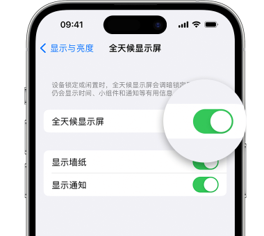 余姚苹果15预约维修分享iPhone15如何设置全天候显示屏幕可见 